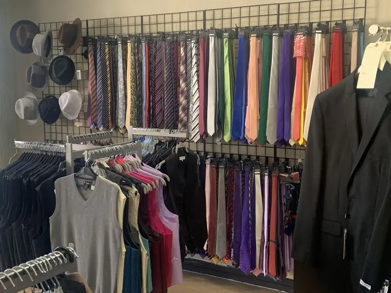 The tie wall at Suit Zone